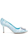 Manolo Blahnik 70mm Hangisi Pumps In Blau