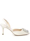 Manolo Blahnik Women's Hangisli 70mm Satin Slingback Pumps In White
