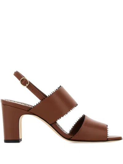 Manolo Blahnik 70mm Leather Heeled Sandals In Brown