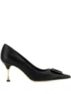 Manolo Blahnik 70mm Leather Pumps In Black