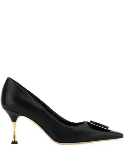 Manolo Blahnik 70mm Leather Pumps In Black