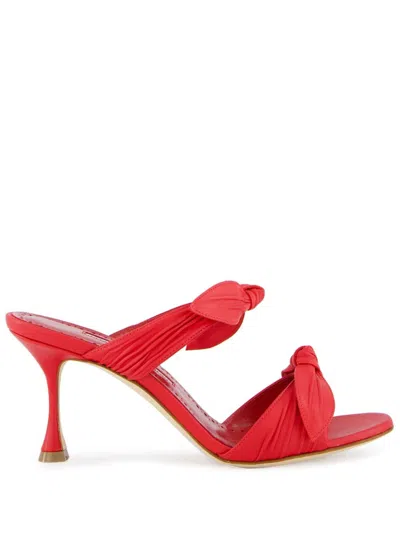 Manolo Blahnik 70mm Lollo Leather Mules In Red