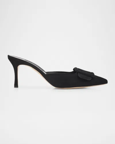 Manolo Blahnik 70mm Maysale Suede Mules In Black
