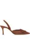 Manolo Blahnik Dark Pink Suede Maysli Pumps In Brown