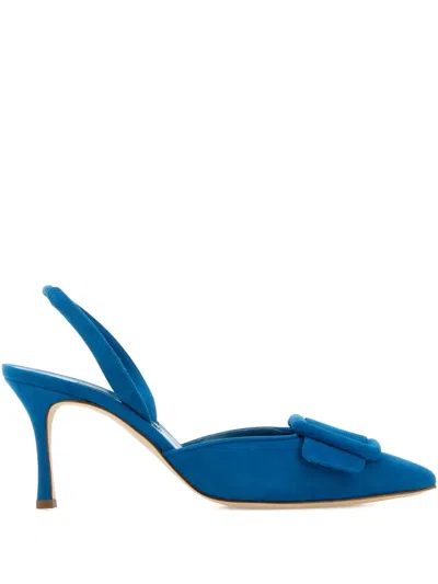 Manolo Blahnik 70mm Maysli Heeled Pumps In Blue