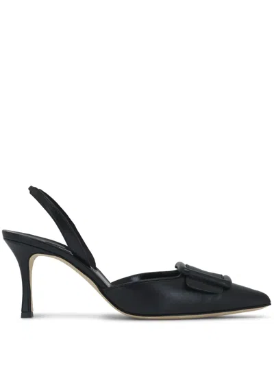 Manolo Blahnik 70mm Maysli Nappa Leather Slingback Pumps In Blue