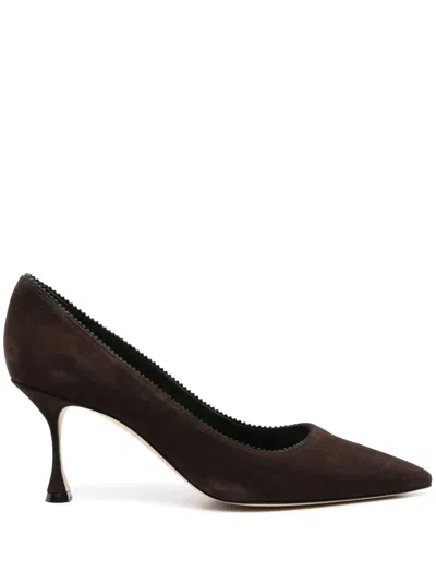 Manolo Blahnik 70mm Osmaclo Pumps In Braun