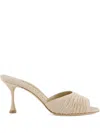 Manolo Blahnik 70mm Pirua Ruffled Sandals In Metallic