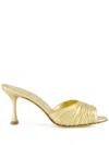 Manolo Blahnik Pirua 70 Metallic Leather Mules In Gold
