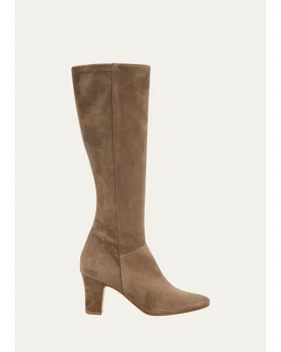 Manolo Blahnik 70mm Pitana Suede Knee-high Boots In Brown