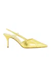 Manolo Blahnik Touki 70 Metallic Elaphe Slingback Pumps In Gold