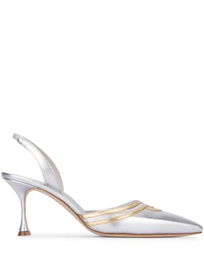 Manolo Blahnik 80mm Leather Pumps In Silver