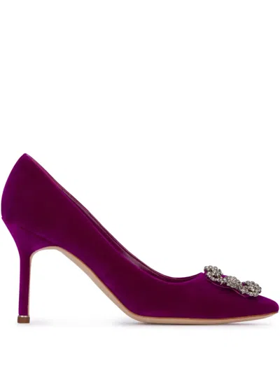 Manolo Blahnik 85mm Hangisi Pumps In Purple