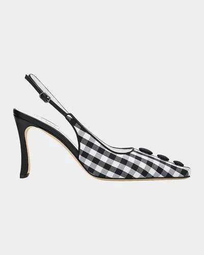 Manolo Blahnik 90mm Alexa Gingham Slingback Pumps In Multi