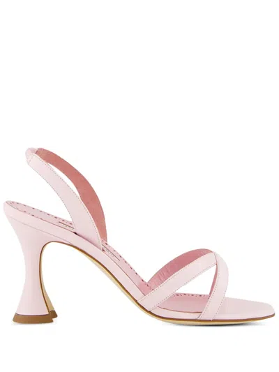 Manolo Blahnik 90mm Ammoursli Slingback Sculpted-heel Sandals In Pink