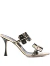 Manolo Blahnik 90mm Aplinanu Leather Sandals In Gold