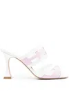 Manolo Blahnik Avespamu 90 Mesh-trimmed Two-tone Patent-leather Mules In White
