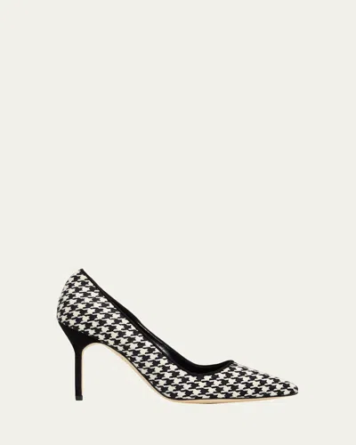 Manolo Blahnik 90mm Bb Houndstooth Wool Pumps In Multi