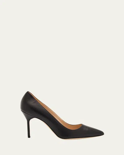 Manolo Blahnik Lambskin Leather Stiletto Pumps In Black