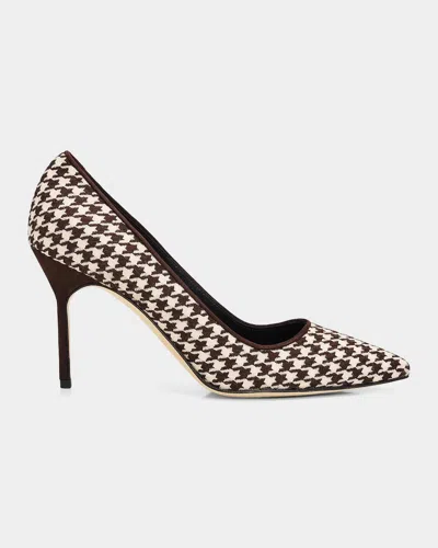 Manolo Blahnik 90mm Bb Pick Houndstooth Wool Pumps In Ywov979dd