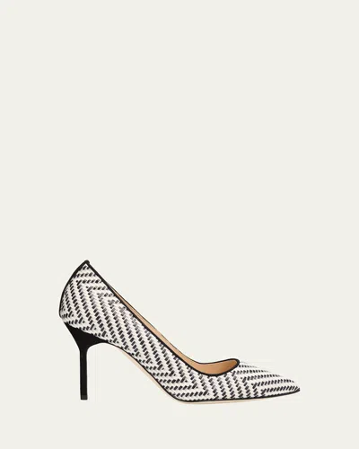 Manolo Blahnik 90mm Bb Raffia Pointed-toe Pumps In Black