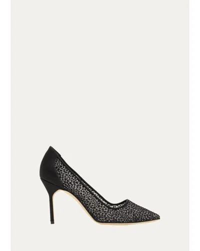 Manolo Blahnik 90mm Bbla Dot Mesh Pumps In Black