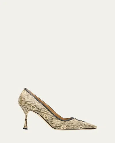 Manolo Blahnik 90mm Berry Snake-embossed Leather Pumps In Animal Print