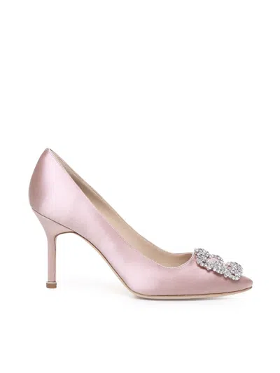 Manolo Blahnik 90mm Décolleté With Satin Jewel Buckle In Pink