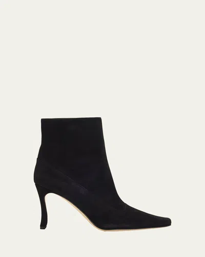 Manolo Blahnik 90mm Gostatu Suede Ankle Booties In Black