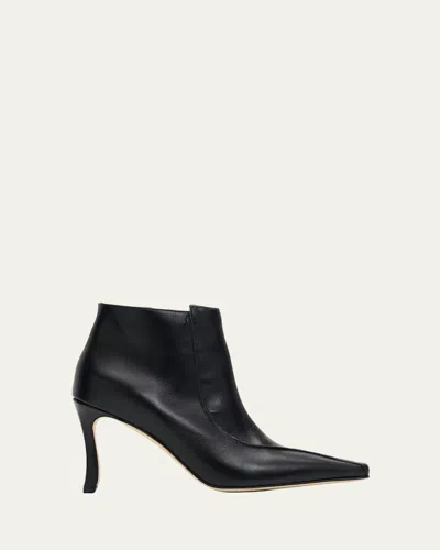 Manolo Blahnik 90mm Milleta Leather Ankle Boots In Black