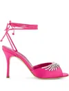Manolo Blahnik 90mm Plumena Satin Sandals In Pink