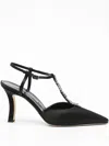 Manolo Blahnik Sufik Embellished Satin T-strap Pumps In Black