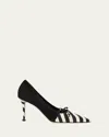 Manolo Blahnik 90mm Trillo Striped Python And Suede Pumps In Multi