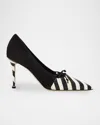 Manolo Blahnik 90mm Trillo Striped Python And Suede Pumps In Multi