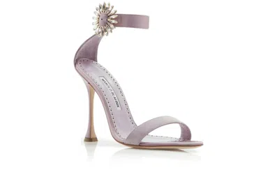 Pre-owned Manolo Blahnik $925  Nabasa 105 Suede Crystal Sandals Lilac 35 36 36.5 38 40 In Purple Lilac
