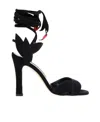 Manolo Blahnik 95mm Floral-motif Leather Sandals In Black