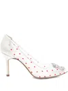 Manolo Blahnik Hangisi 90 Satin-trimmed Crystal-embellished Flocked Mesh Pumps In White
