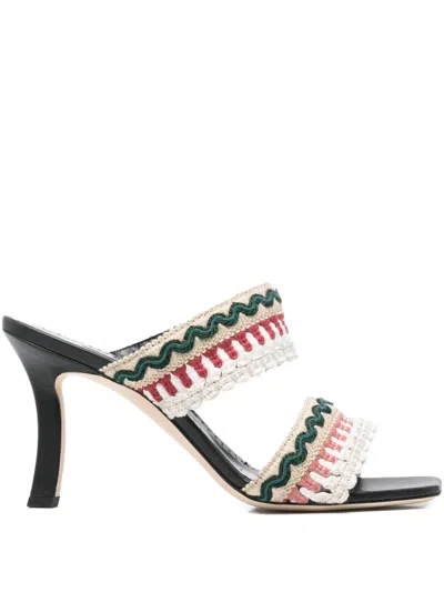 Manolo Blahnik 95mm Mabecomu Woven Sandals In Neutral