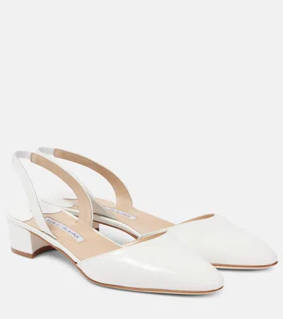 Manolo Blahnik Slingback-pumps Aspro 30 Aus Leder In Weiss