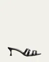 Manolo Blahnik Ahwak Caged Leather Mule Sandals In Black