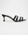Manolo Blahnik Ahwak Caged Leather Mule Sandals In Black