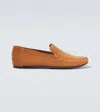 Manolo Blahnik Slip-ons Alder Aus Veloursleder In Braun