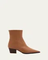 Manolo Blahnik Aliera Leather Booties In Brown