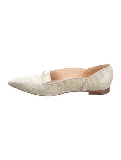 Pre-owned Manolo Blahnik Alligator Grosgrain Trim Loafers In Green