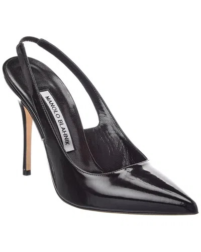 Manolo Blahnik Allura 105 Patent Slingback Pump In Black