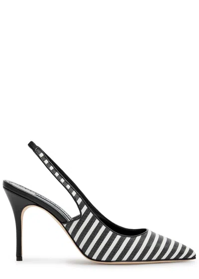 Manolo Blahnik Allurafia 90 Striped Leather Slingback Pumps In Multi