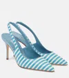 Manolo Blahnik Allurafia 90 Striped Slingback Pumps In Blue