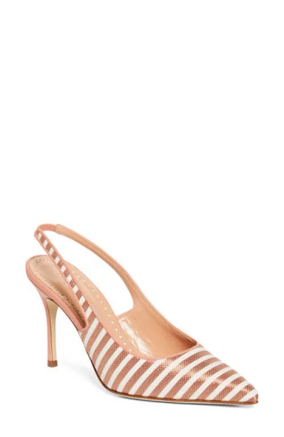 Manolo Blahnik Allurafia Stripe Slingback Pump In Ivory/copper