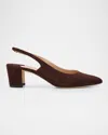 Manolo Blahnik Allurasan Suede Slingback Pumps In Brown
