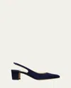Manolo Blahnik Allurasan Suede Slingback Pumps In Navy